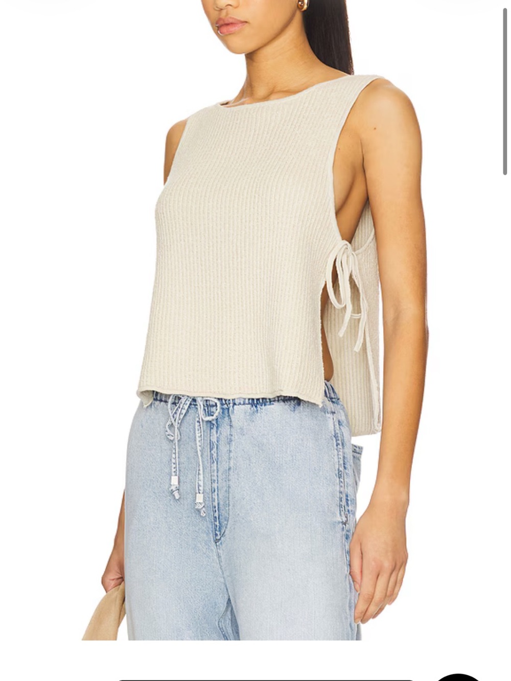 Free People Side-Tie Ribbed Tank Top - Cream